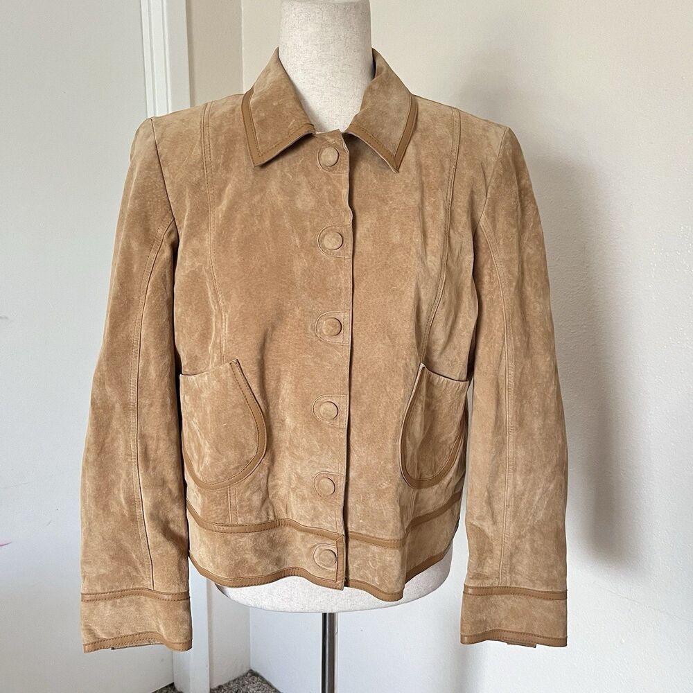 Liz Claiborne Y2K Jacket Womens Petite Size 14 Suede Leather Jacket